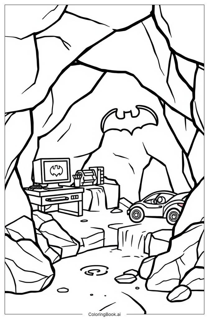  Página para colorir de Mini Batcave 