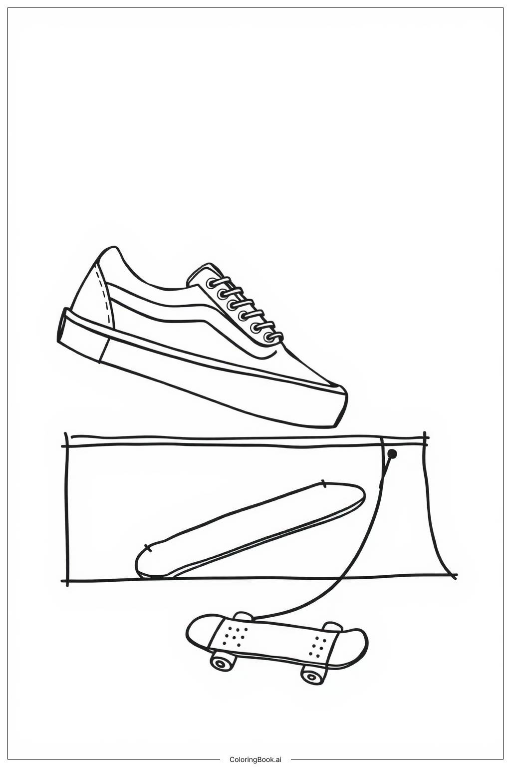  Página para colorir de Tênis Vans em um Skatepark 