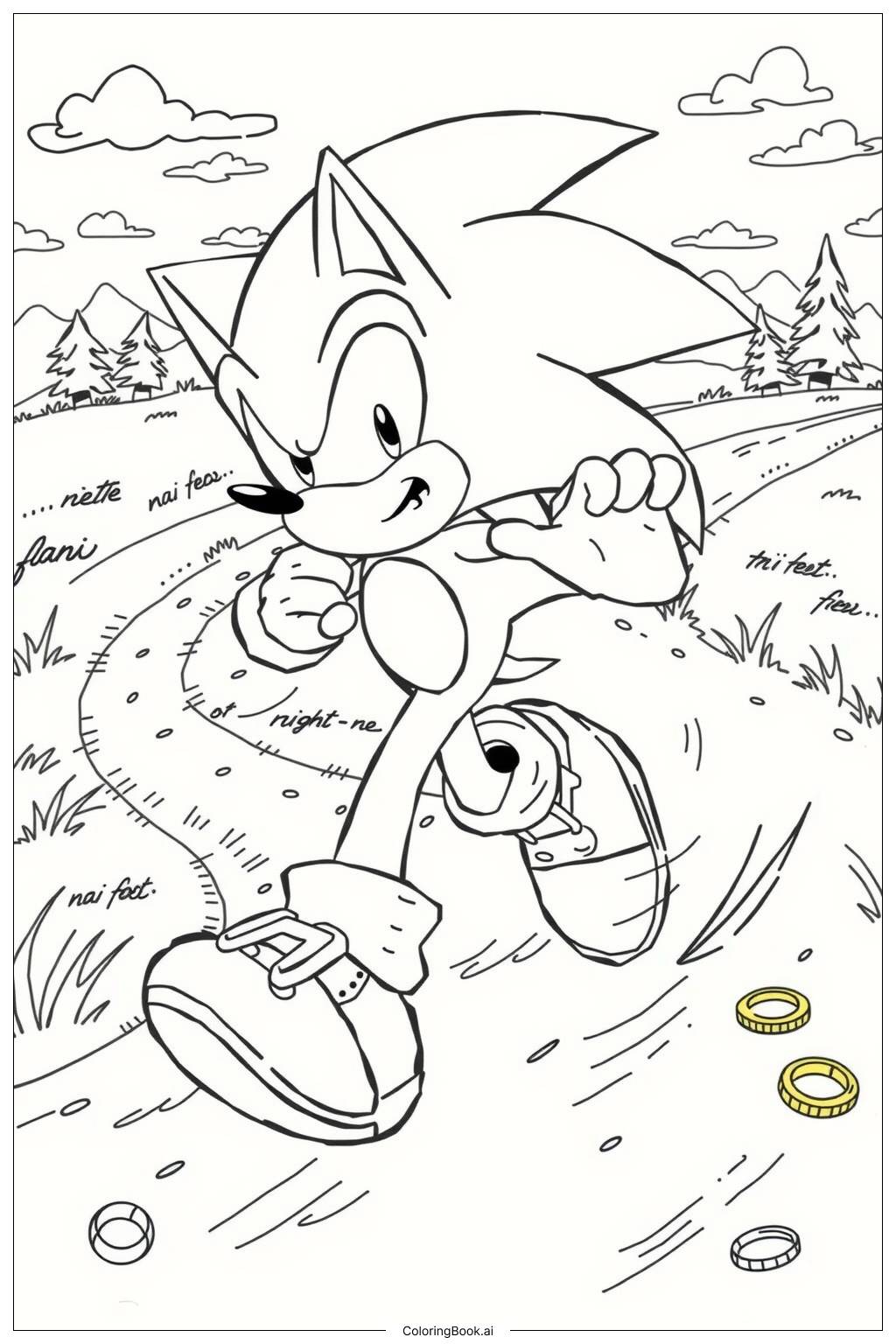  Página para colorir de sonic 