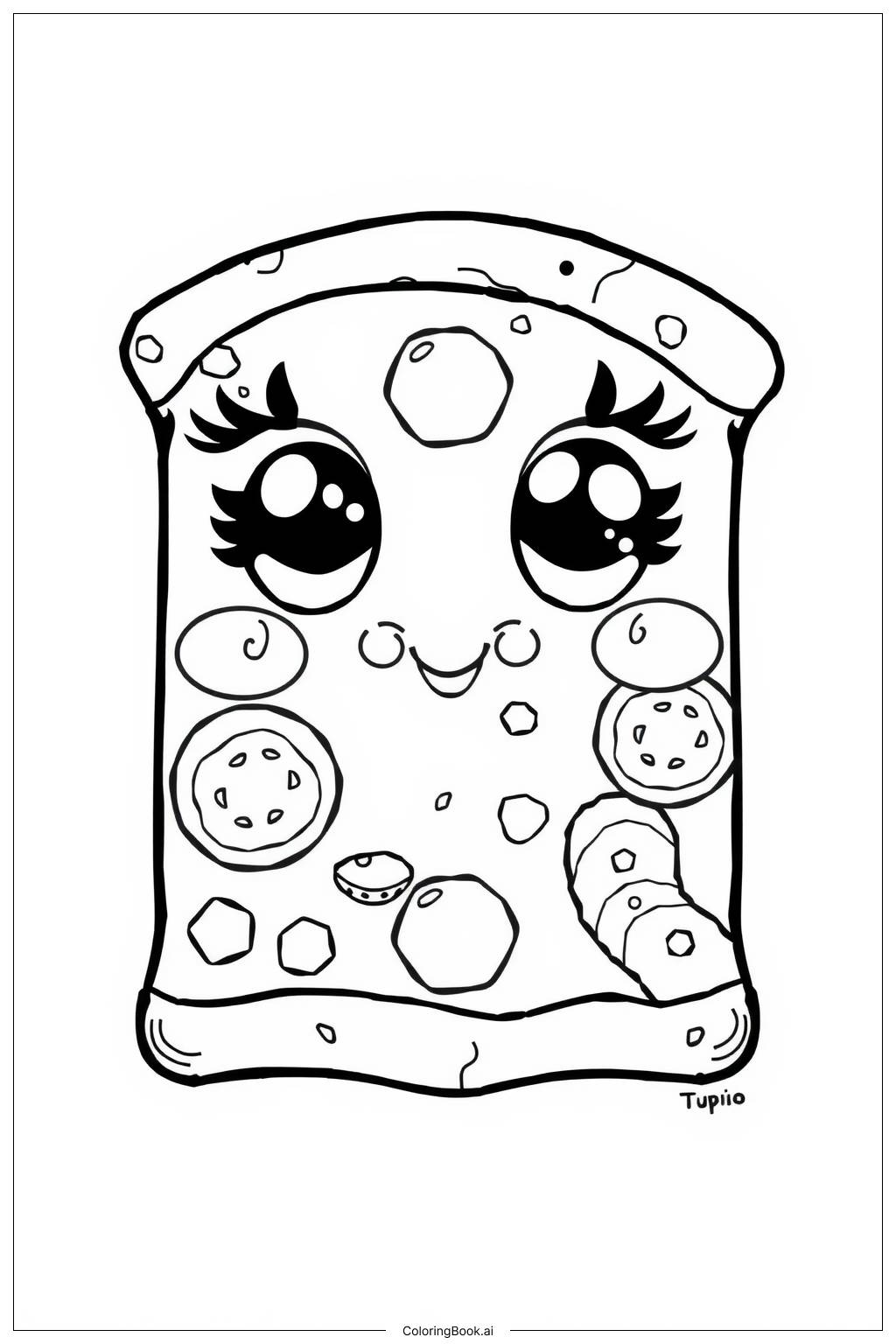  Kawaii Pizza Slice with a Face Coloring Page 