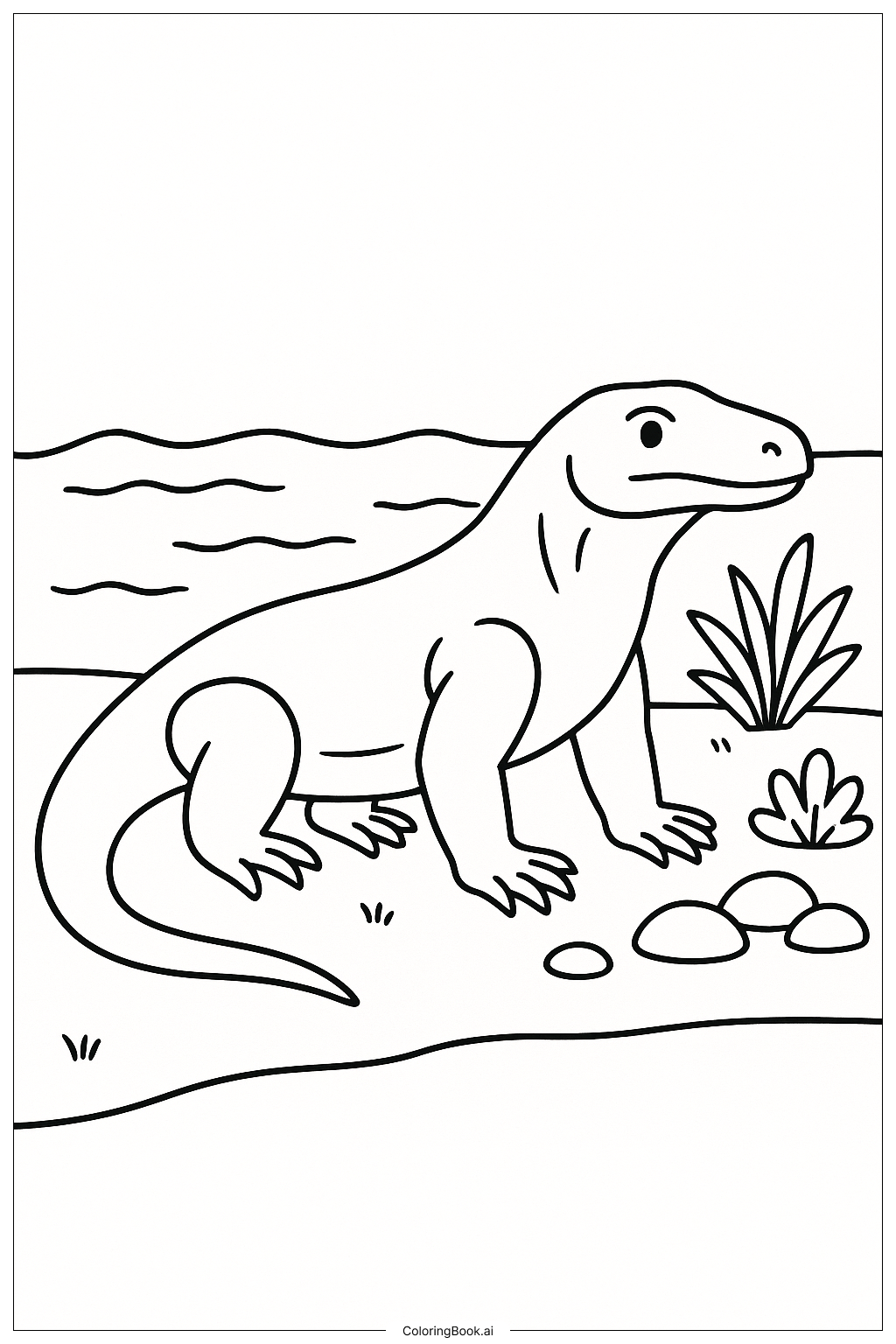  Komodowaran am Flussufer Ausmalseite 