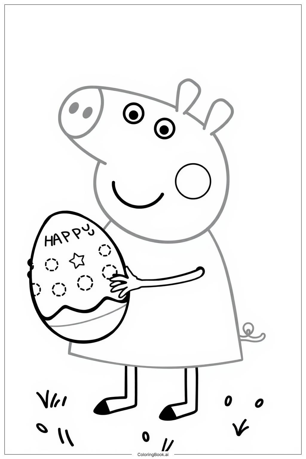  Página para colorear de página para colorear de la búsqueda de huevos de Pascua de Peppa 