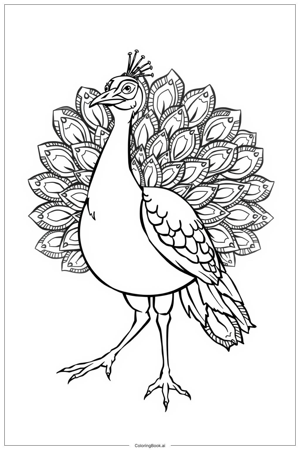  peacock walking in garden Coloring Page 