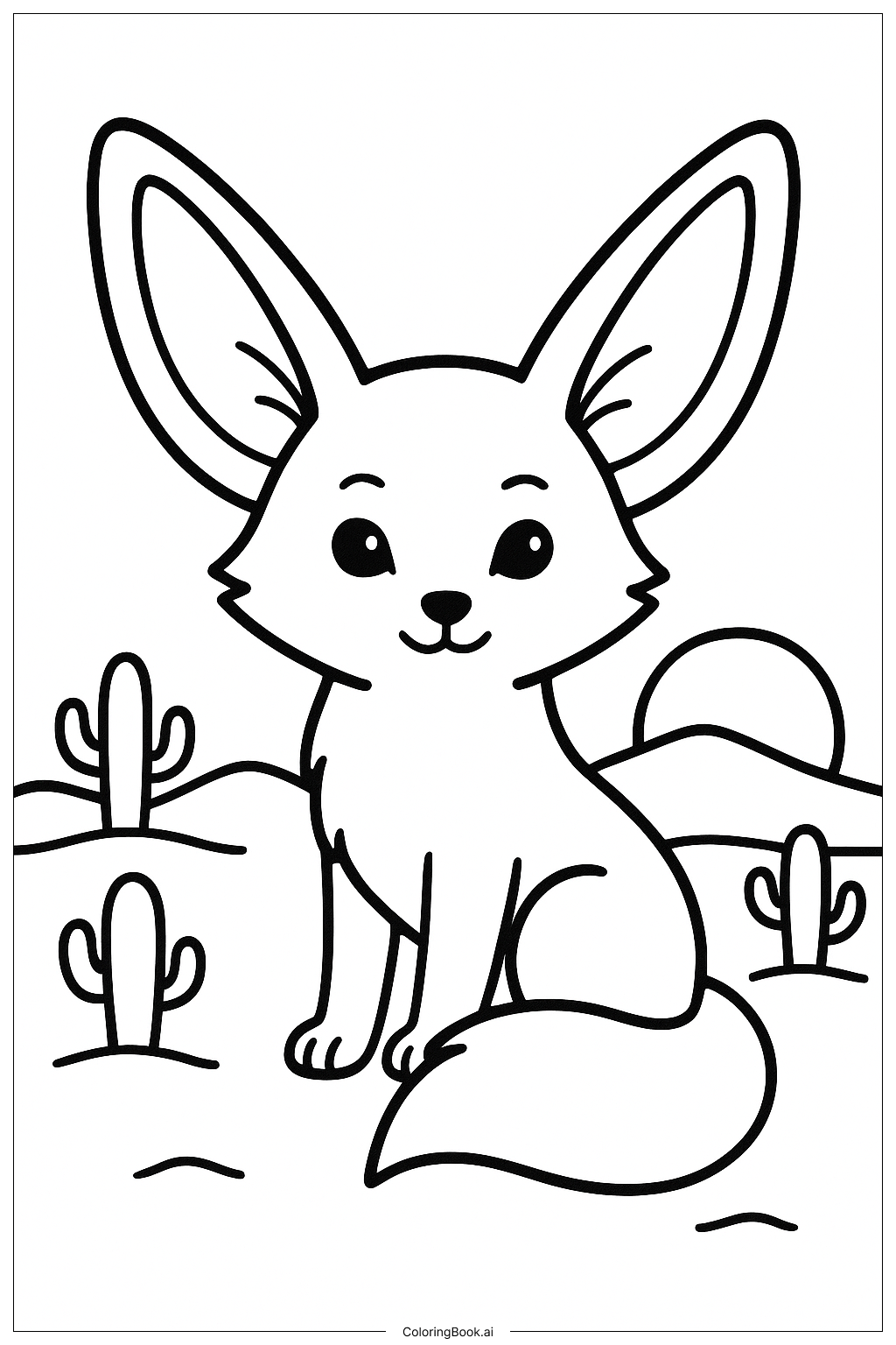  Trang tô màu Cáo Fennec trong Cảnh Hoàng Hôn Sa Mạc 