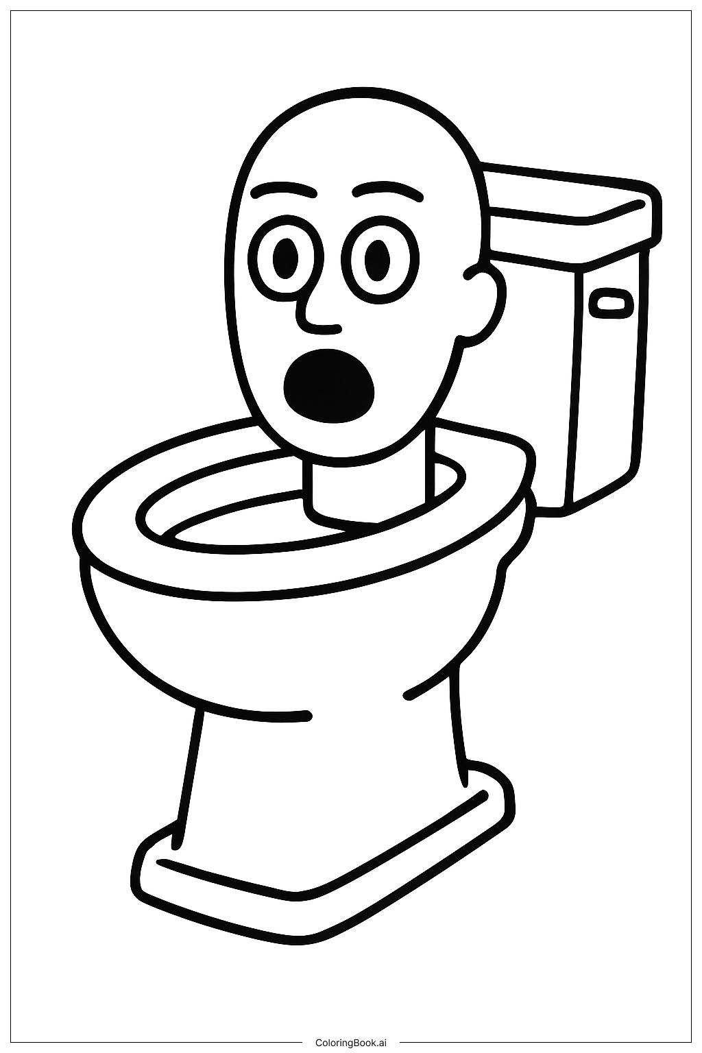  Page de coloriage Un dessin simple des toilettes Skibidi 