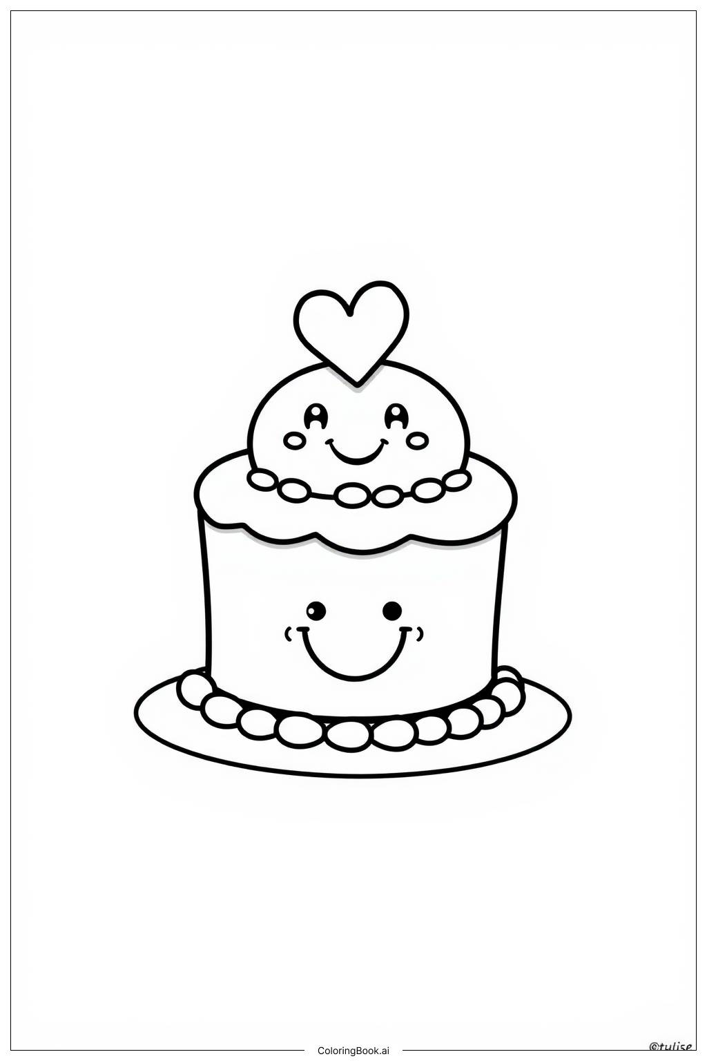  Happy Cake Smile Coloring Page 