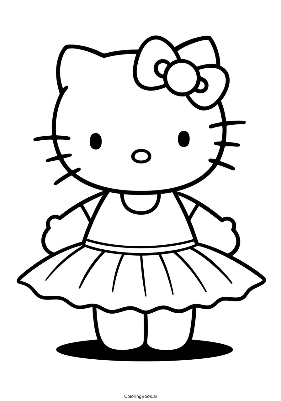  Hello Kitty Dancing Ballet Coloring Page 