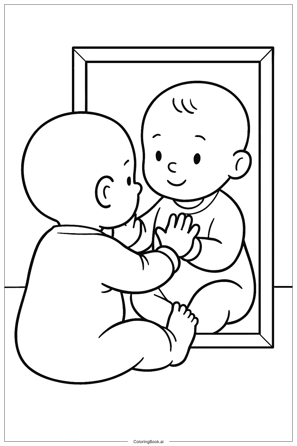  Baby Looking In A Mirror Coloring Page 