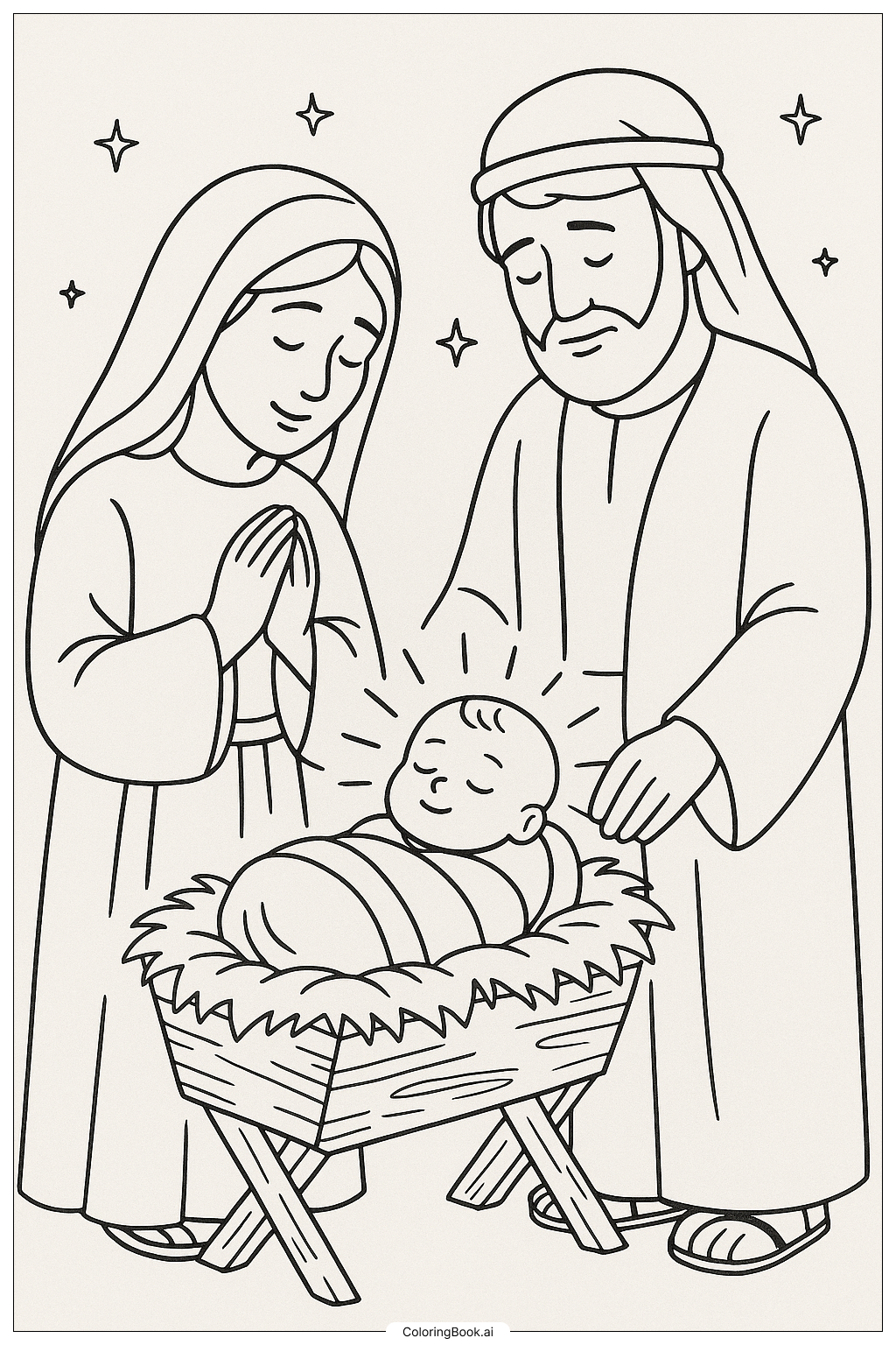  Página para colorear de María y José Admirando al Niño Jesús Isaías 9 6 