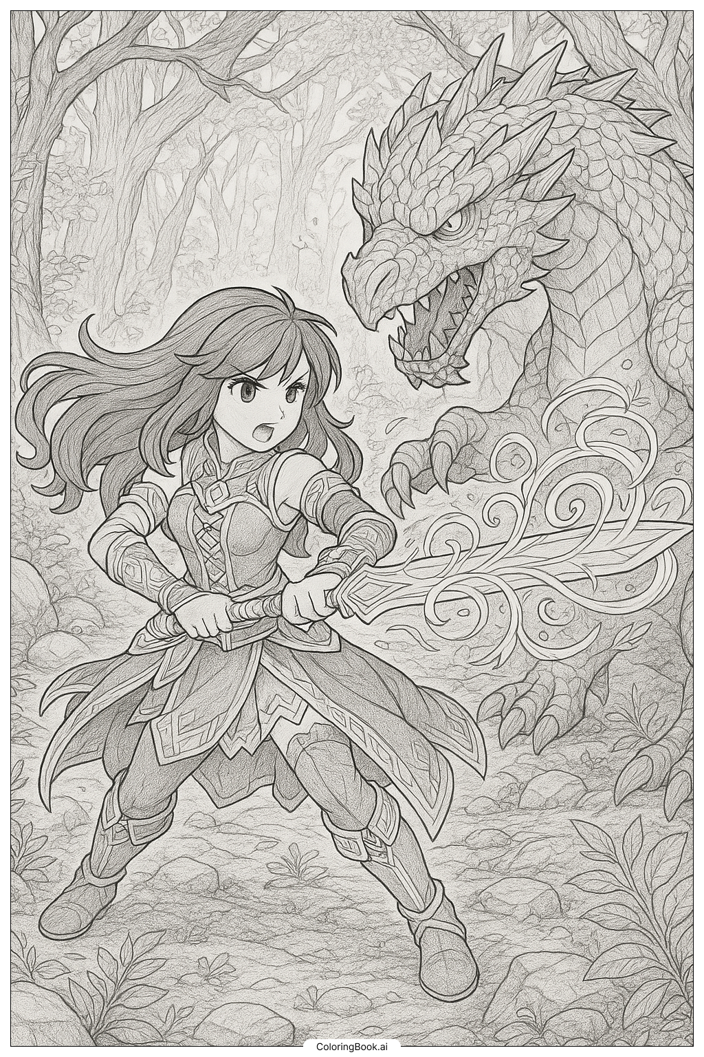  Aphmau Fighting A Monster With A Magic Sword Coloring Page 