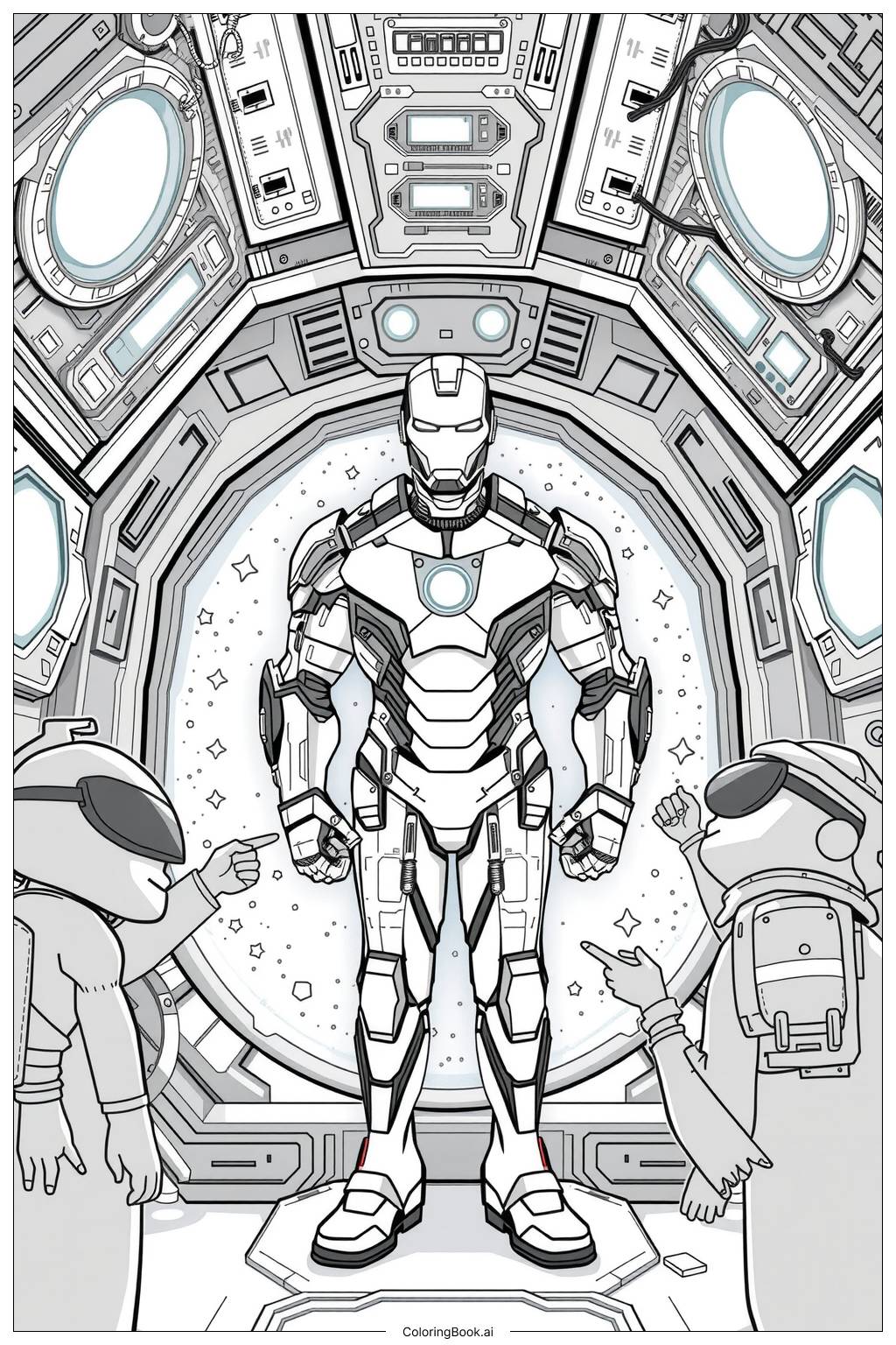  Página para colorir de Personagens do Iron Man Among Us 