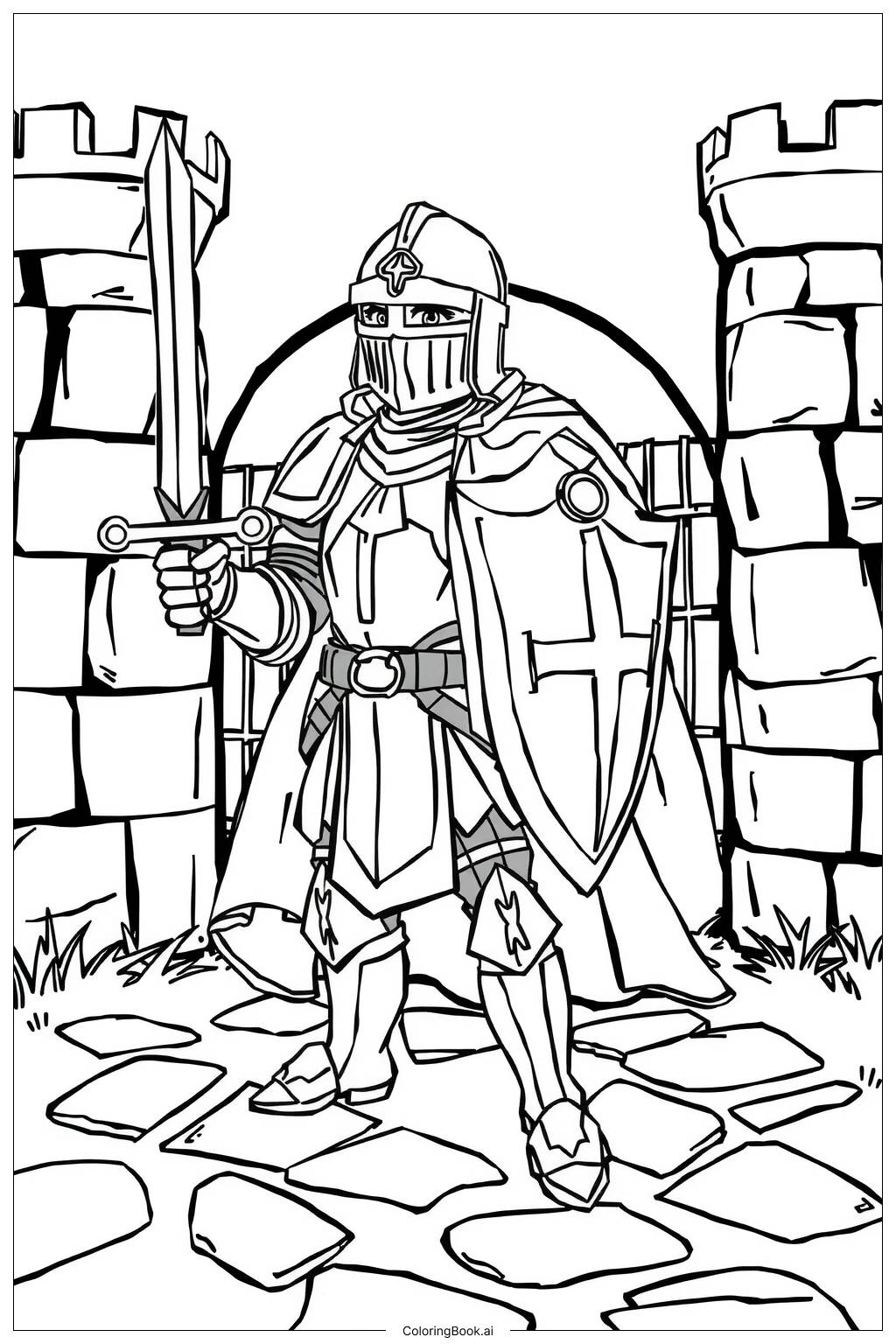  Page de coloriage Le Conte du Courage du Chevalier 