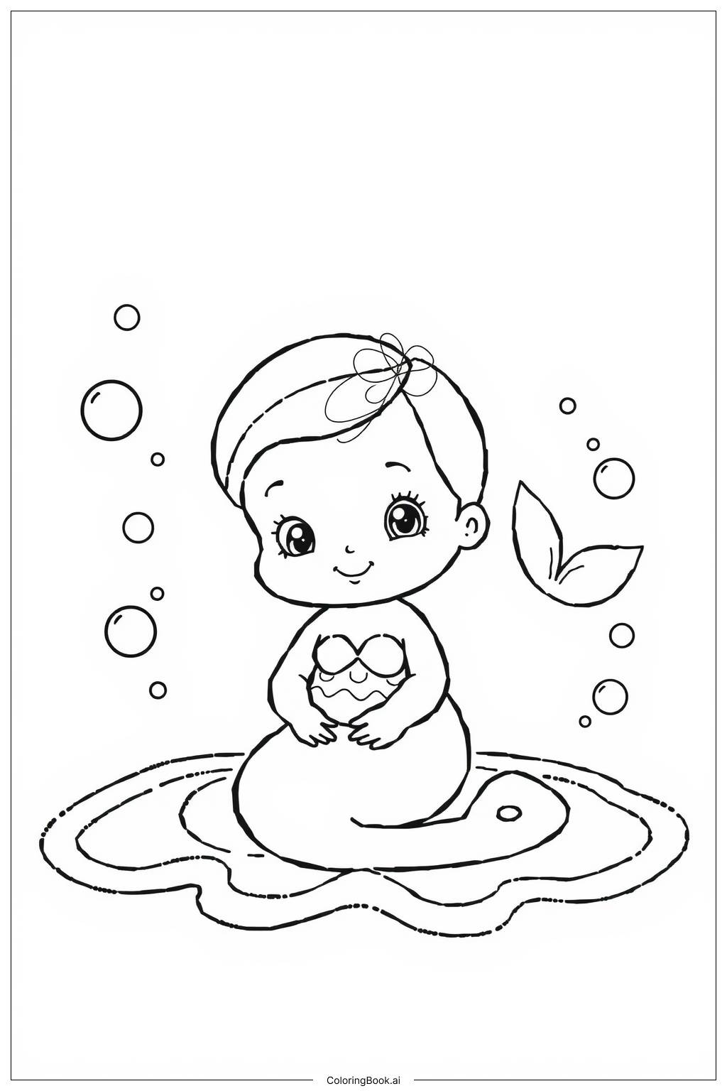  Page de coloriage Bébé Sirène Éclabousse 