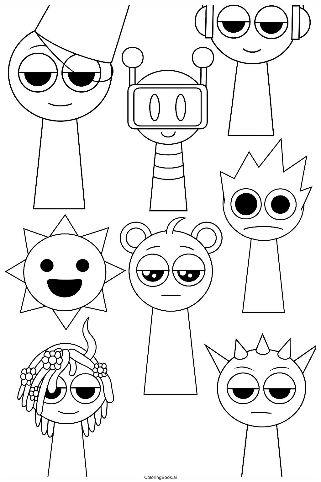  Sprunki Character Collection 4 Coloring Page 