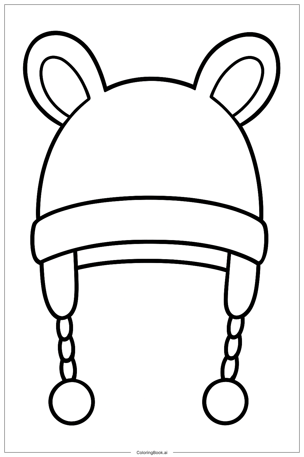 Página para colorear de Gorro de Invierno con Orejas de Animal