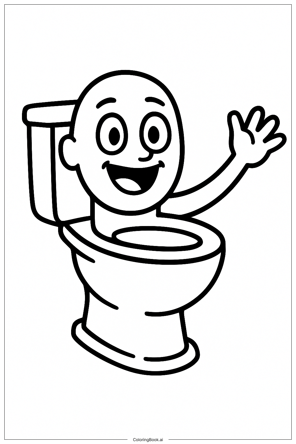  Page de coloriage Un Toilettes Skibidi Heureux qui Fais Salut 