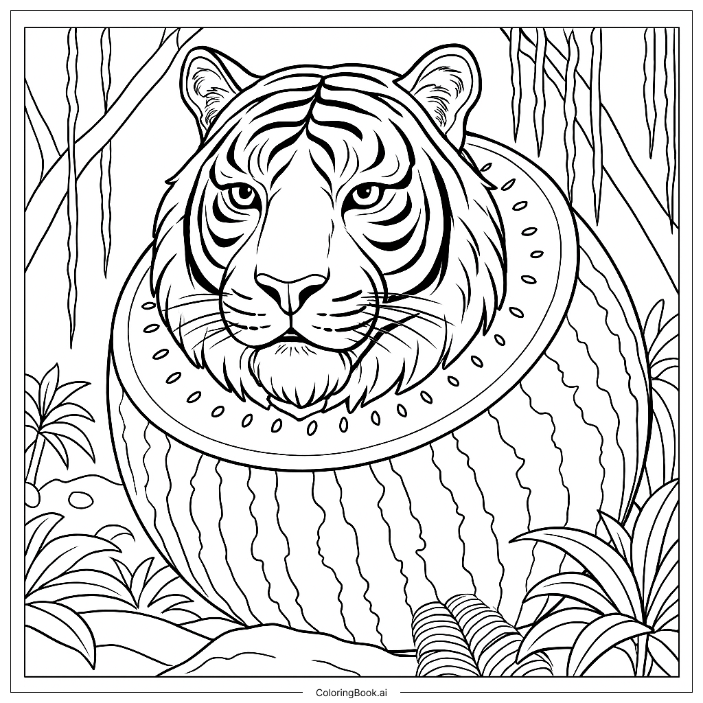  Página para colorear de Tigrrullini Watermellini 
