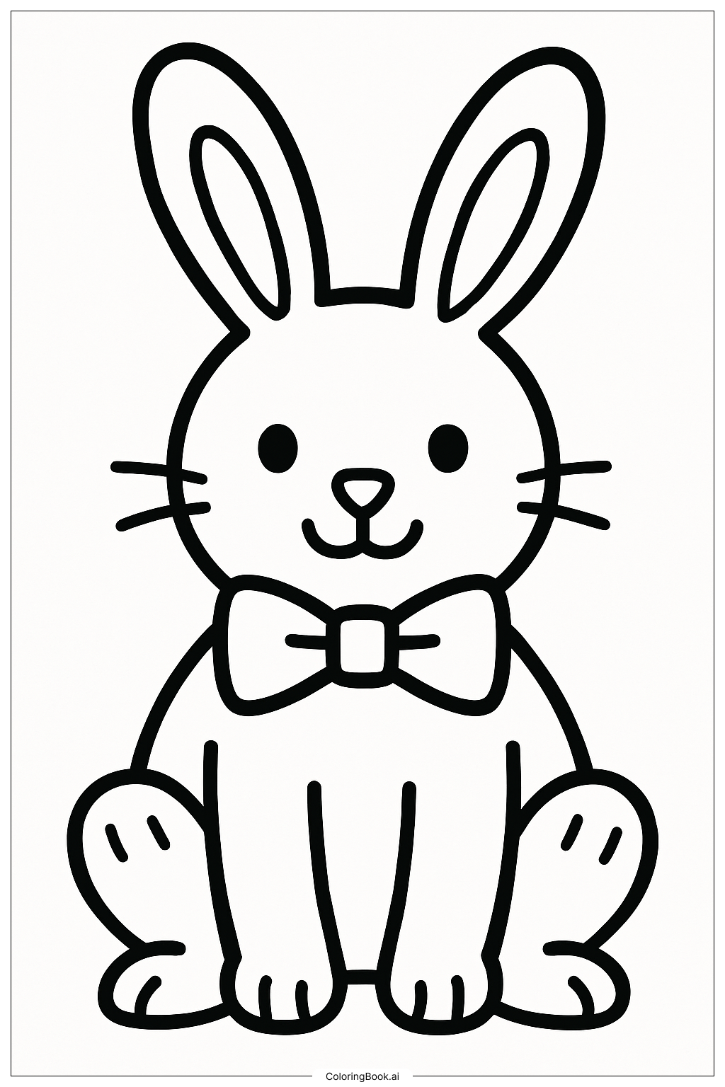 Easter Bunny With A Bow Tie Coloring Page