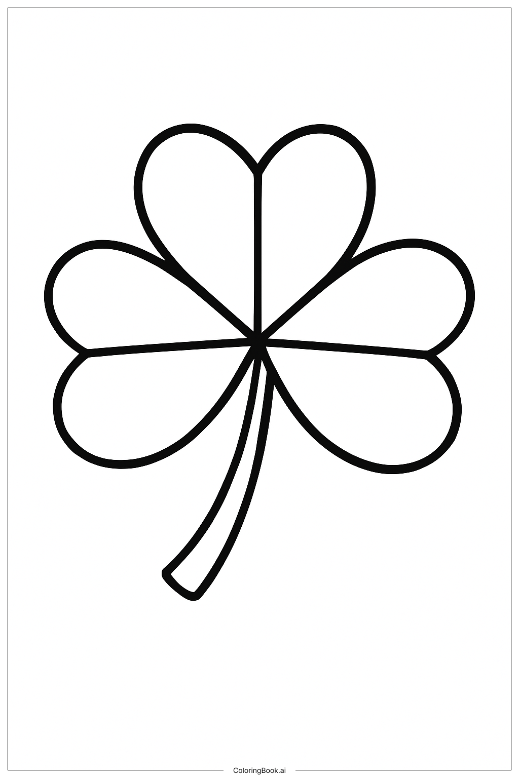 Preppy Four Leaf Clover Coloring Page