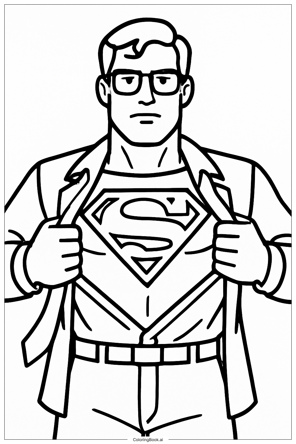  Página para colorear de Clark Kent Abríendo Su Camisa Superman 