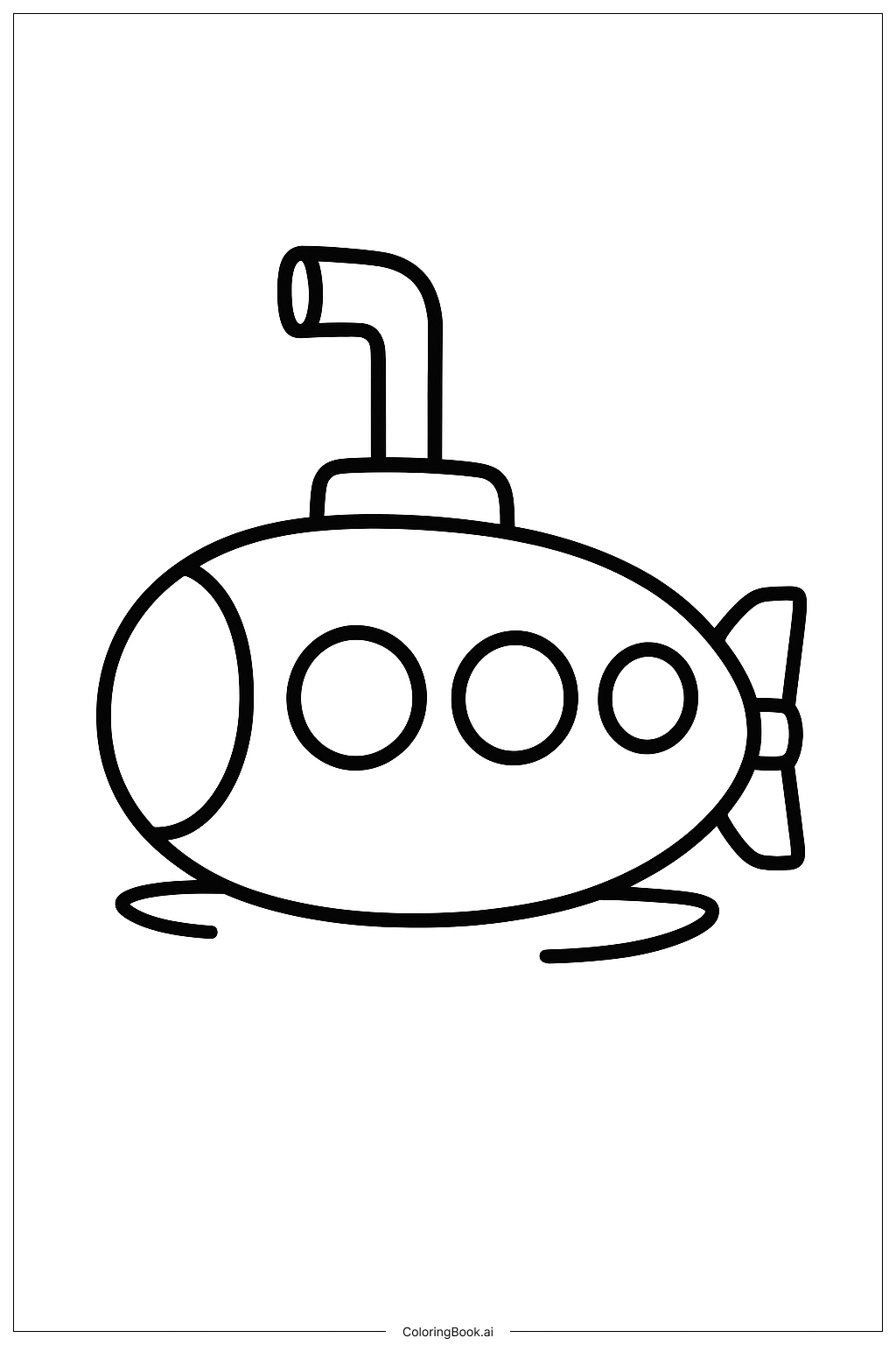  A Submarine Under The Sea Coloring Page 