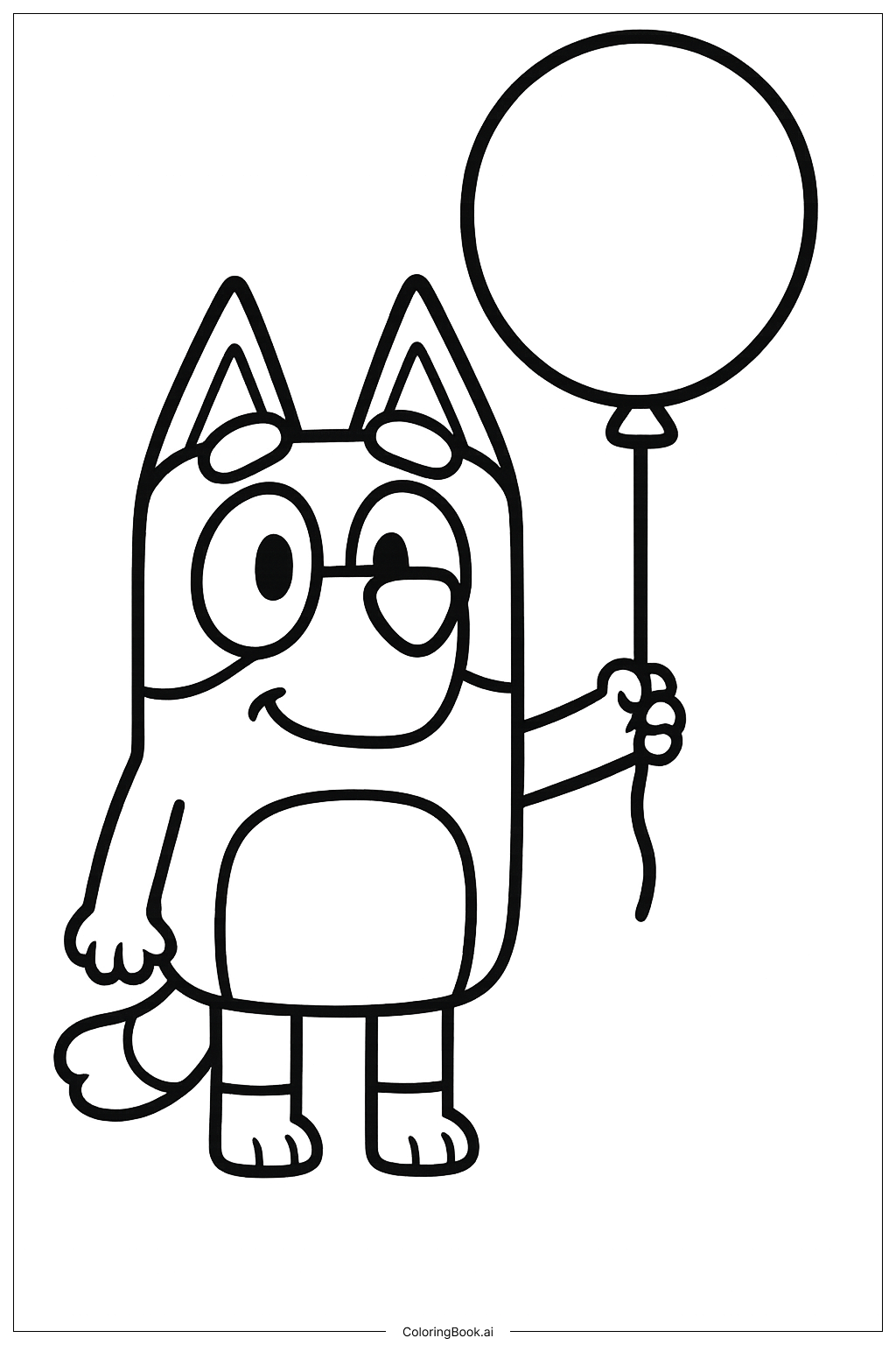  Página para colorear de Bluey Sosteniendo Un Globo Rojo 