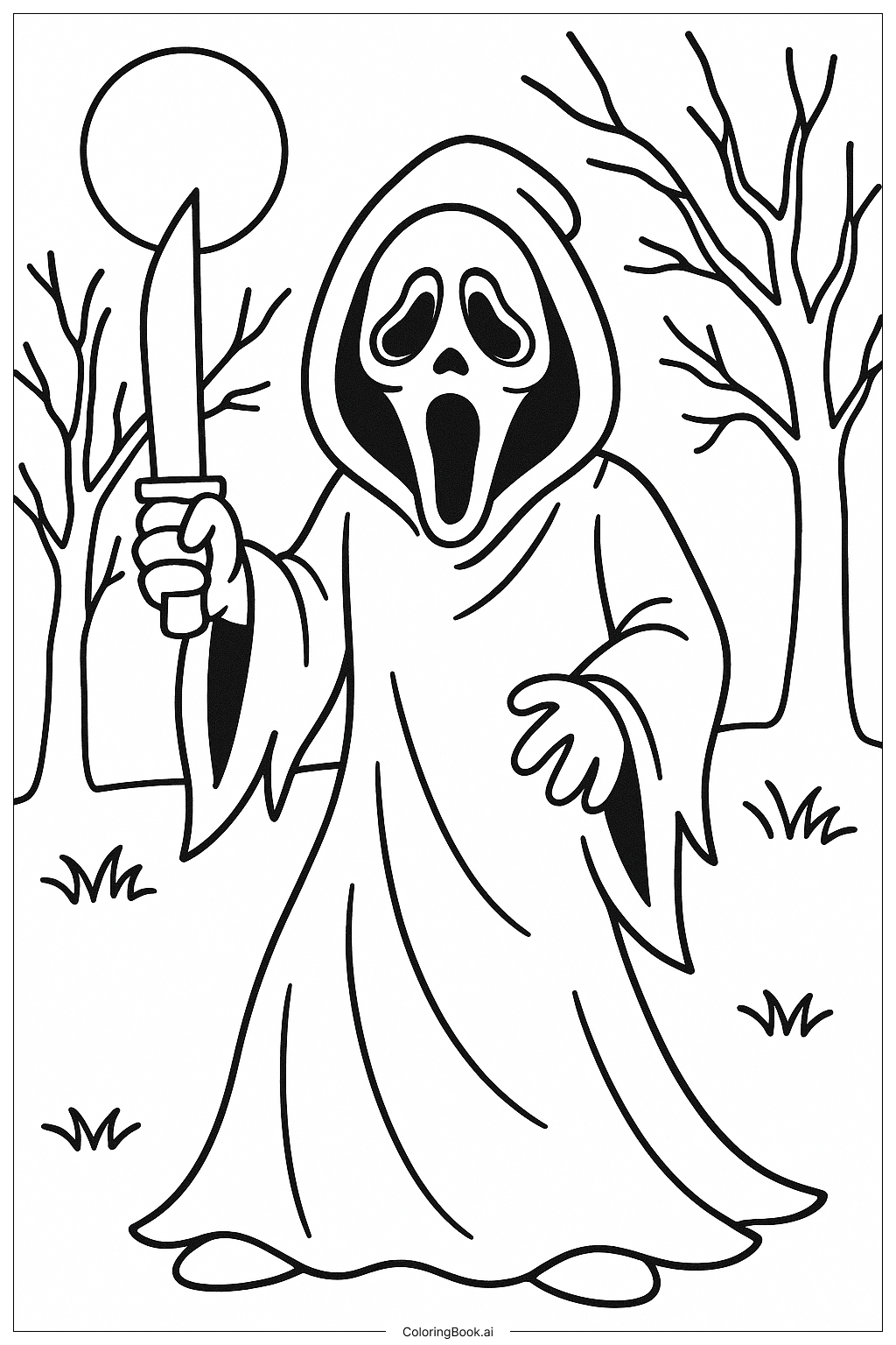  Página para colorear de Un Fantasma Terrorífico Listo Para Atacar 