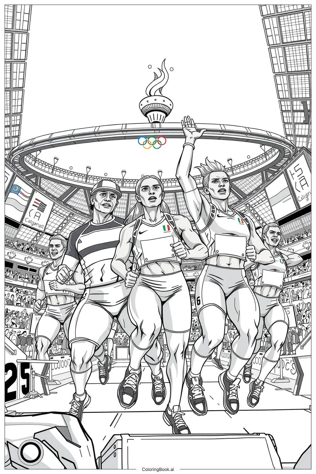  Olympic Sports Events in Action Coloring Page 