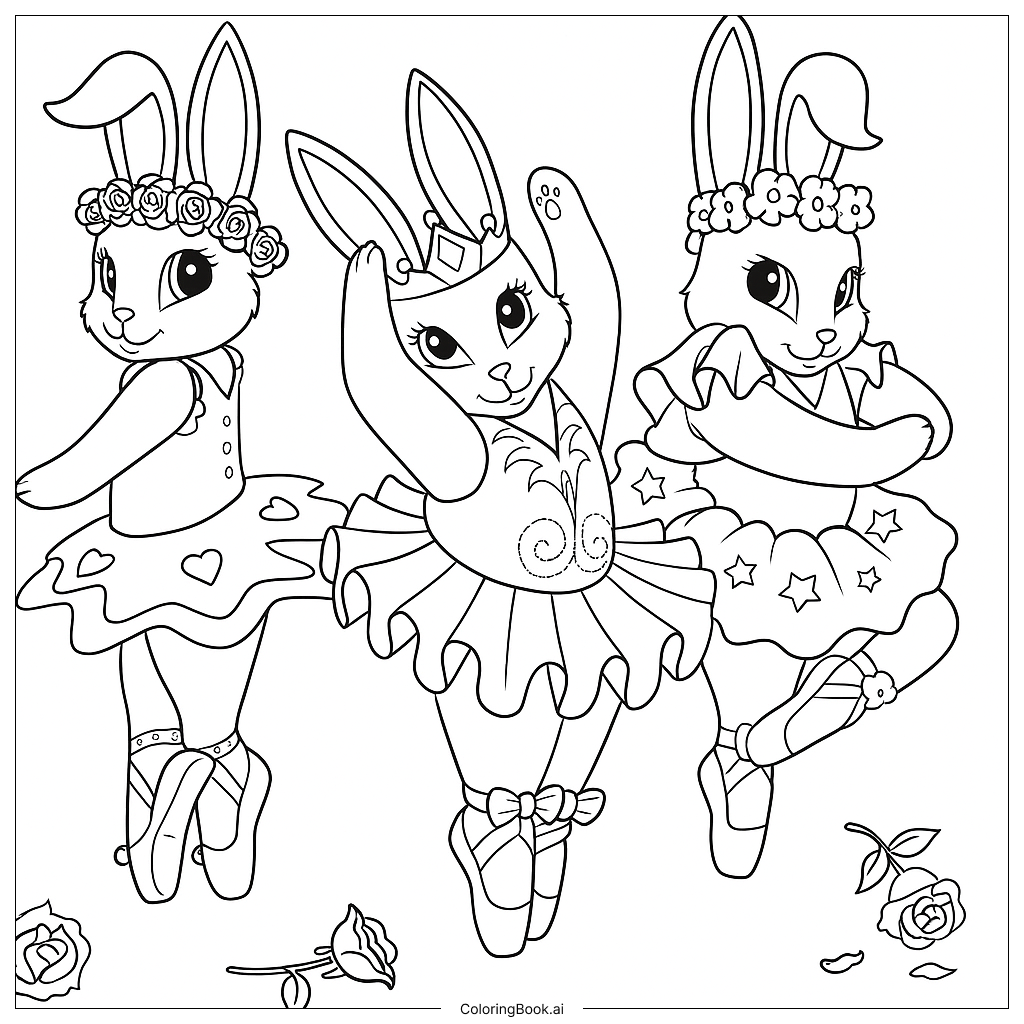  Page de coloriage Lapins Ballerines 