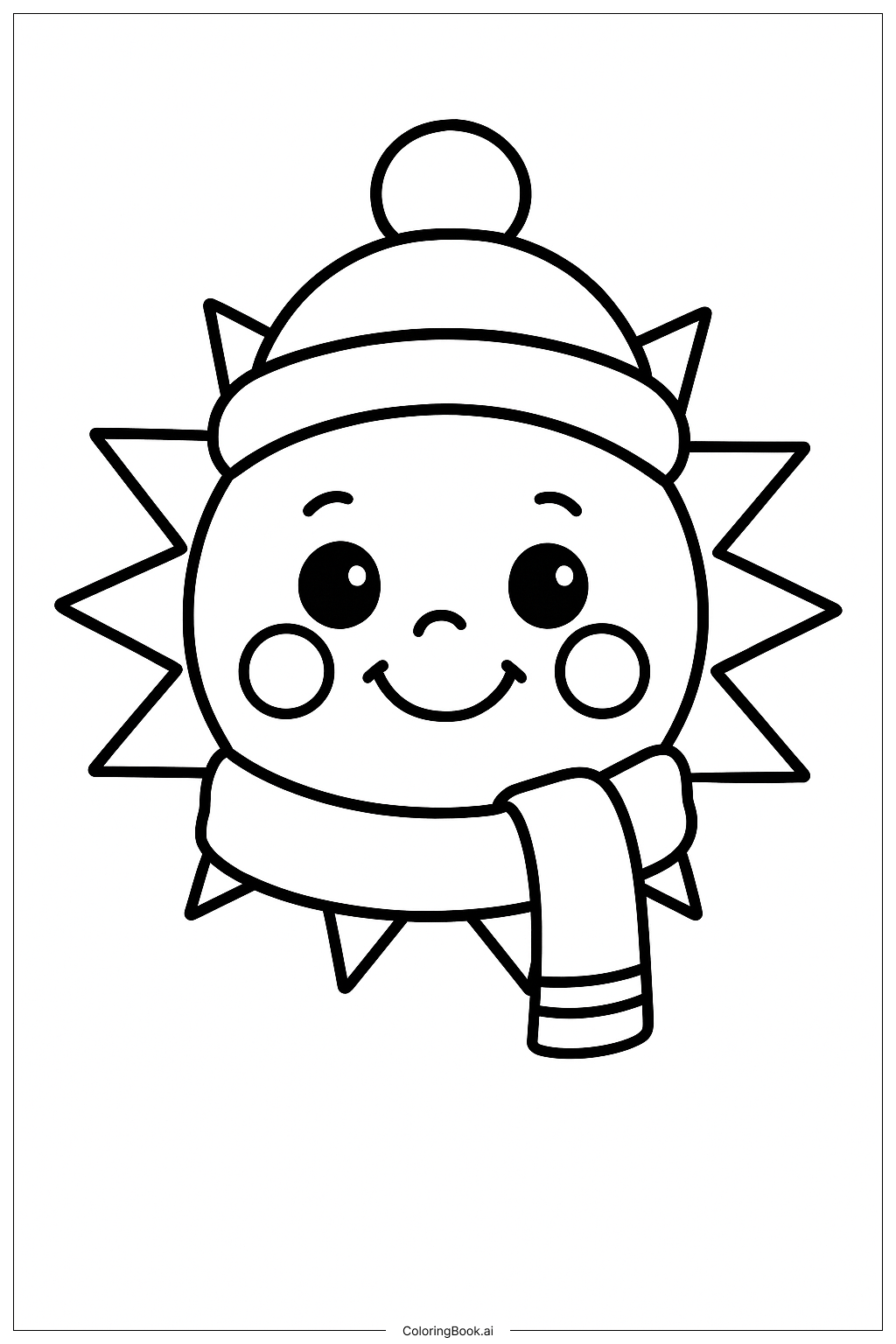  寒い冬の太陽の塗り絵ページ 