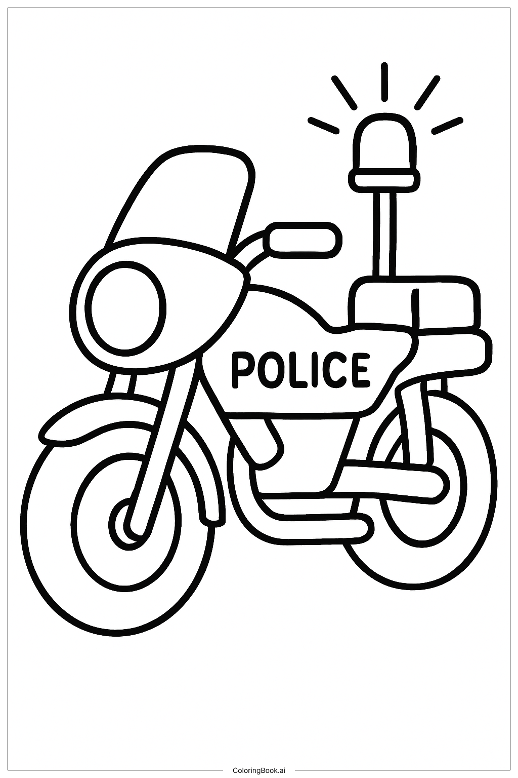  闪灯警摩托车填色页 