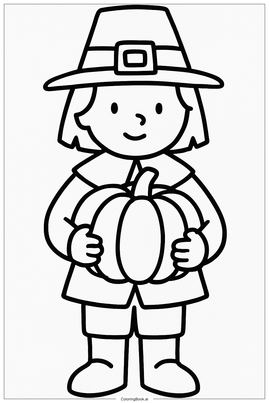 호박을 들고 있는 순례자 색칠공부 페이지 