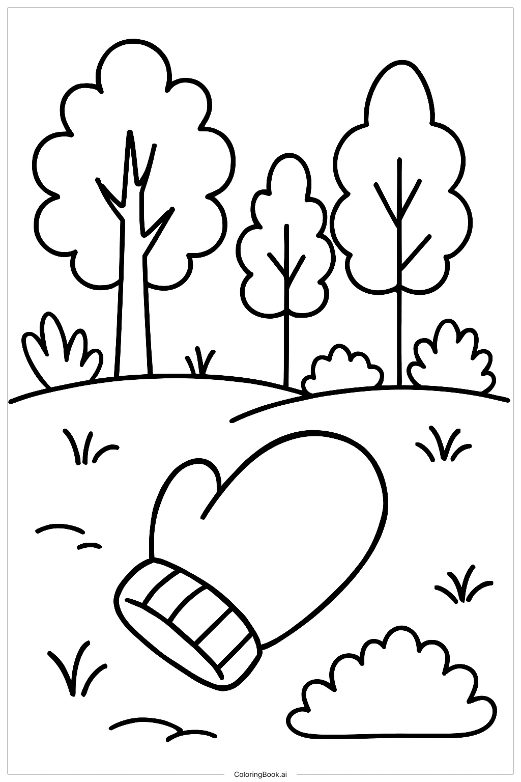 Lost Mitten In Forest Coloring Page