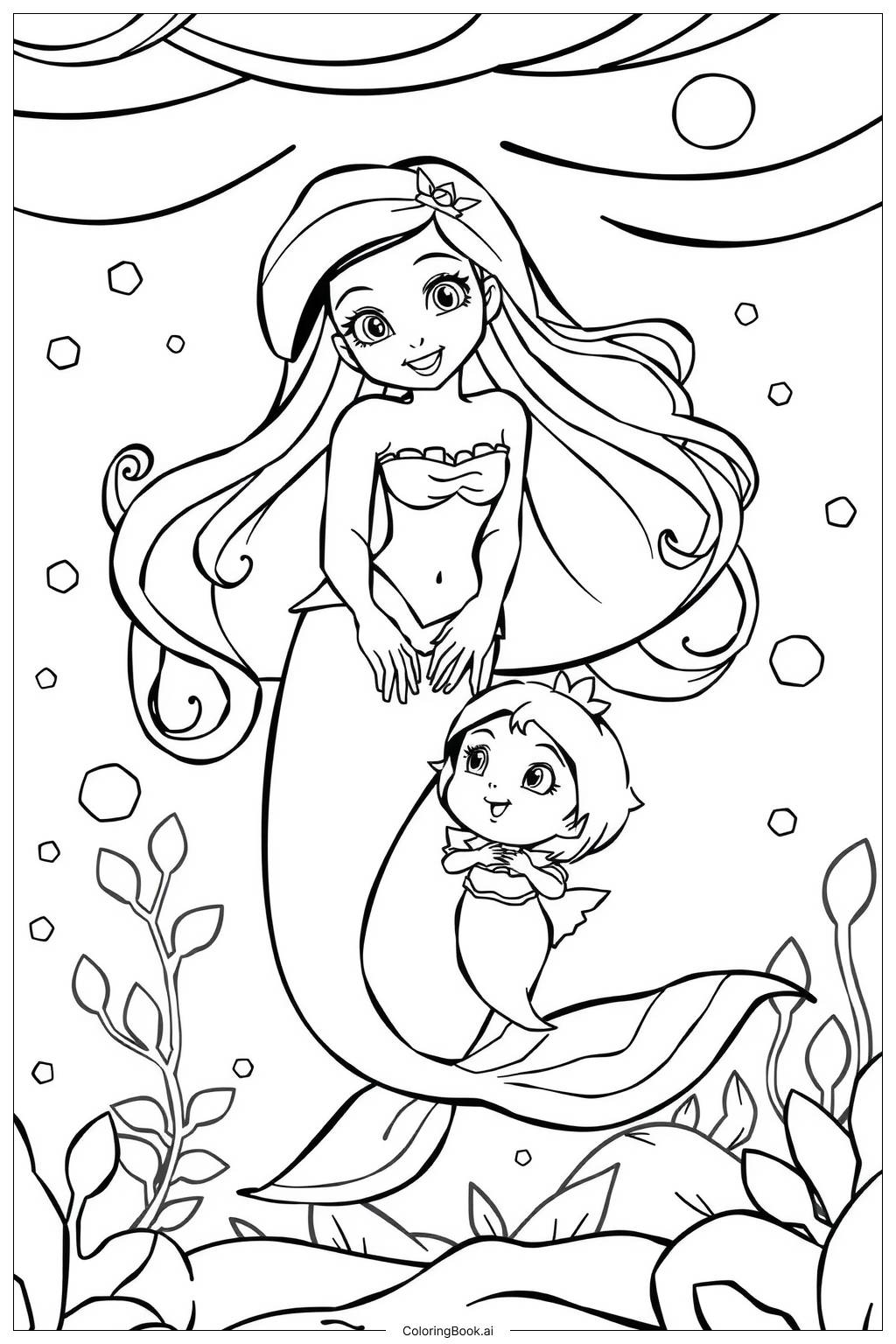  ariel and eric on a boatariel and melody exploring underwater Coloring Page 