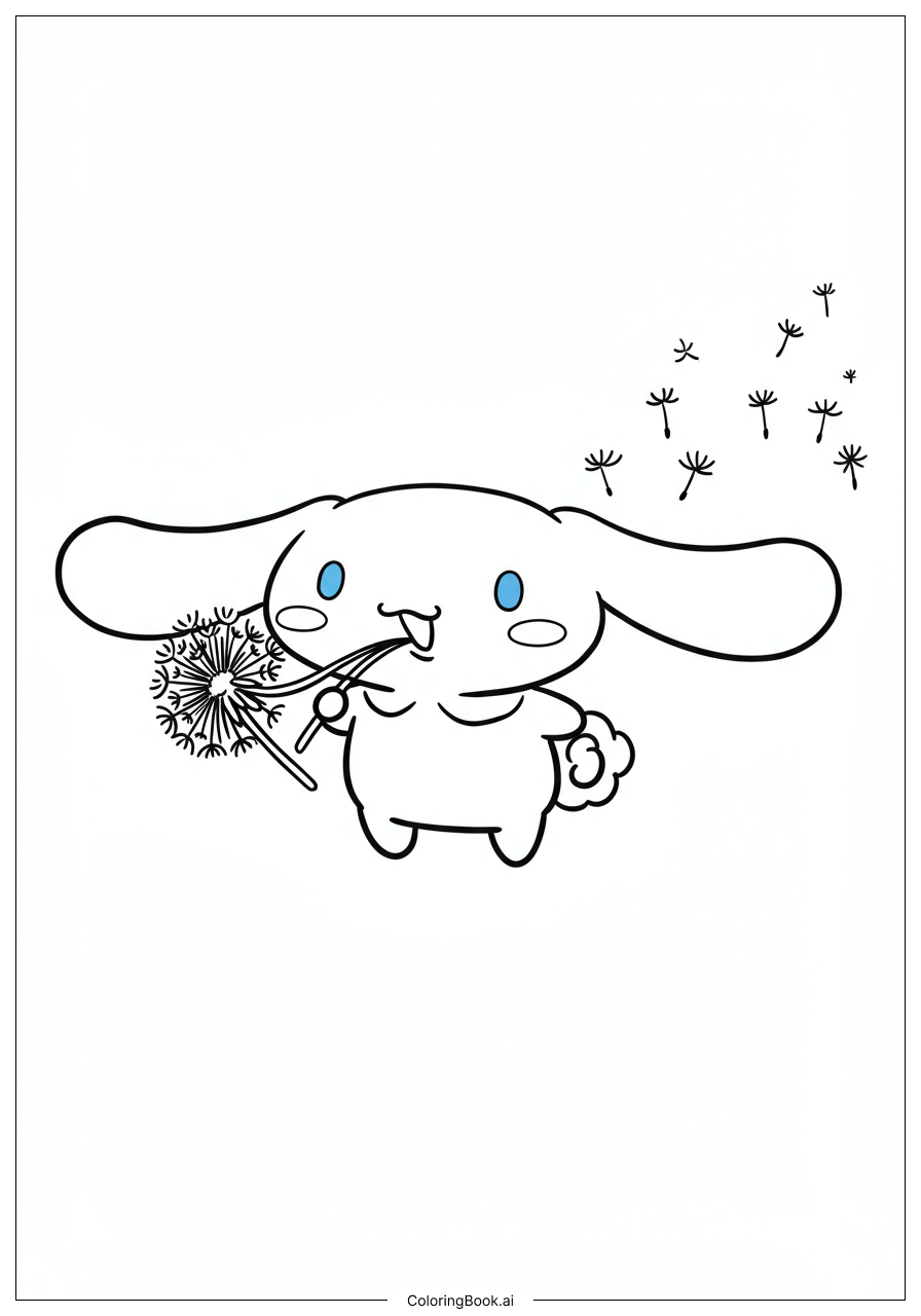Trang tô màu Cinnamoroll Thổi Bồ Công Anh