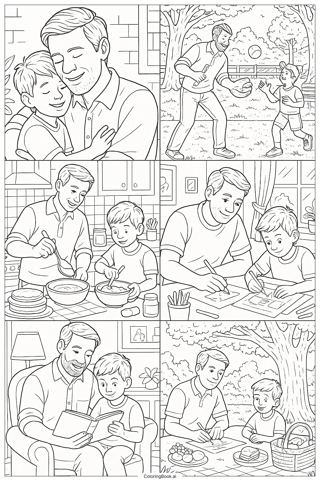 A Montage Of Fathers Day Memories Coloring Page