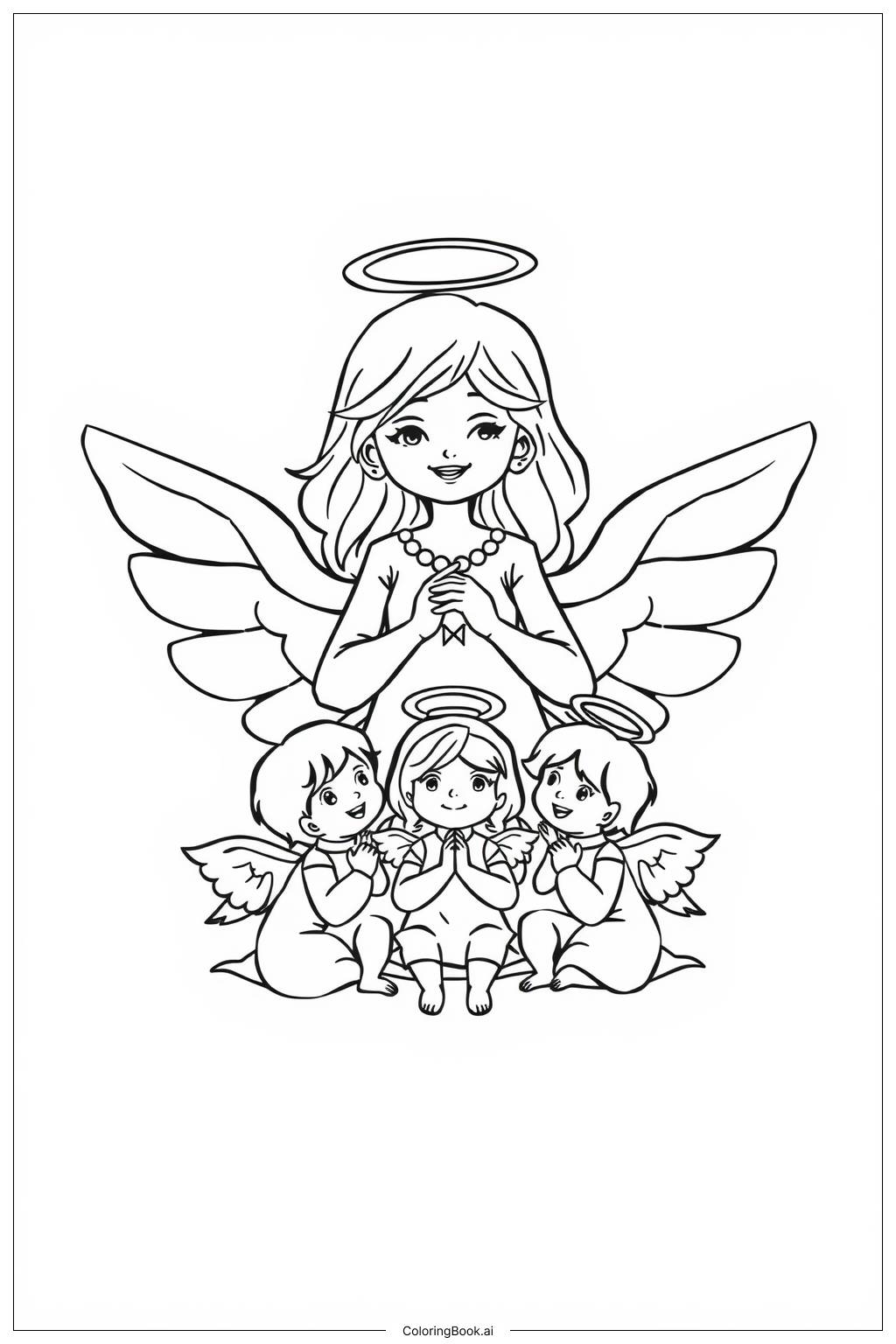  Angel Teaching Little Angels Coloring Page 