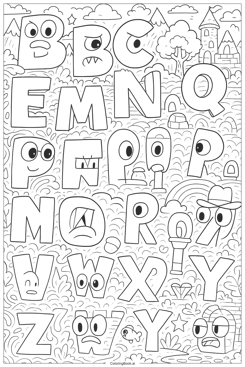 字母故事全集动画剪辑填色页