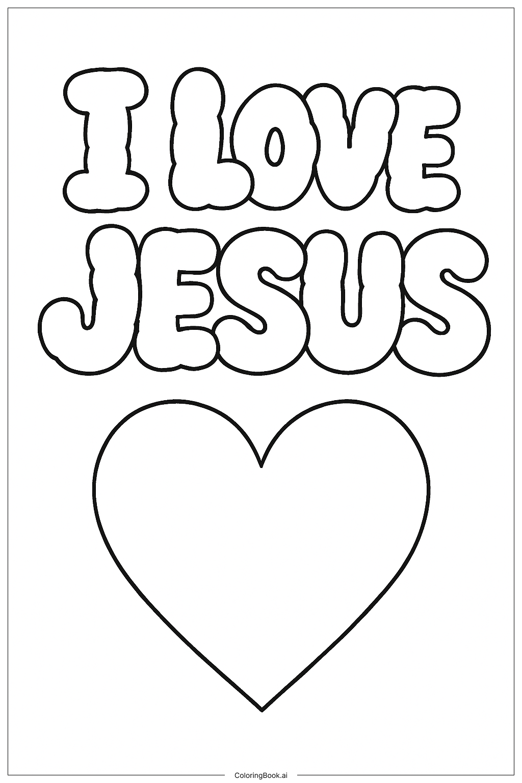  Página para colorear de Me encanta Jesús escrito en las nubes 