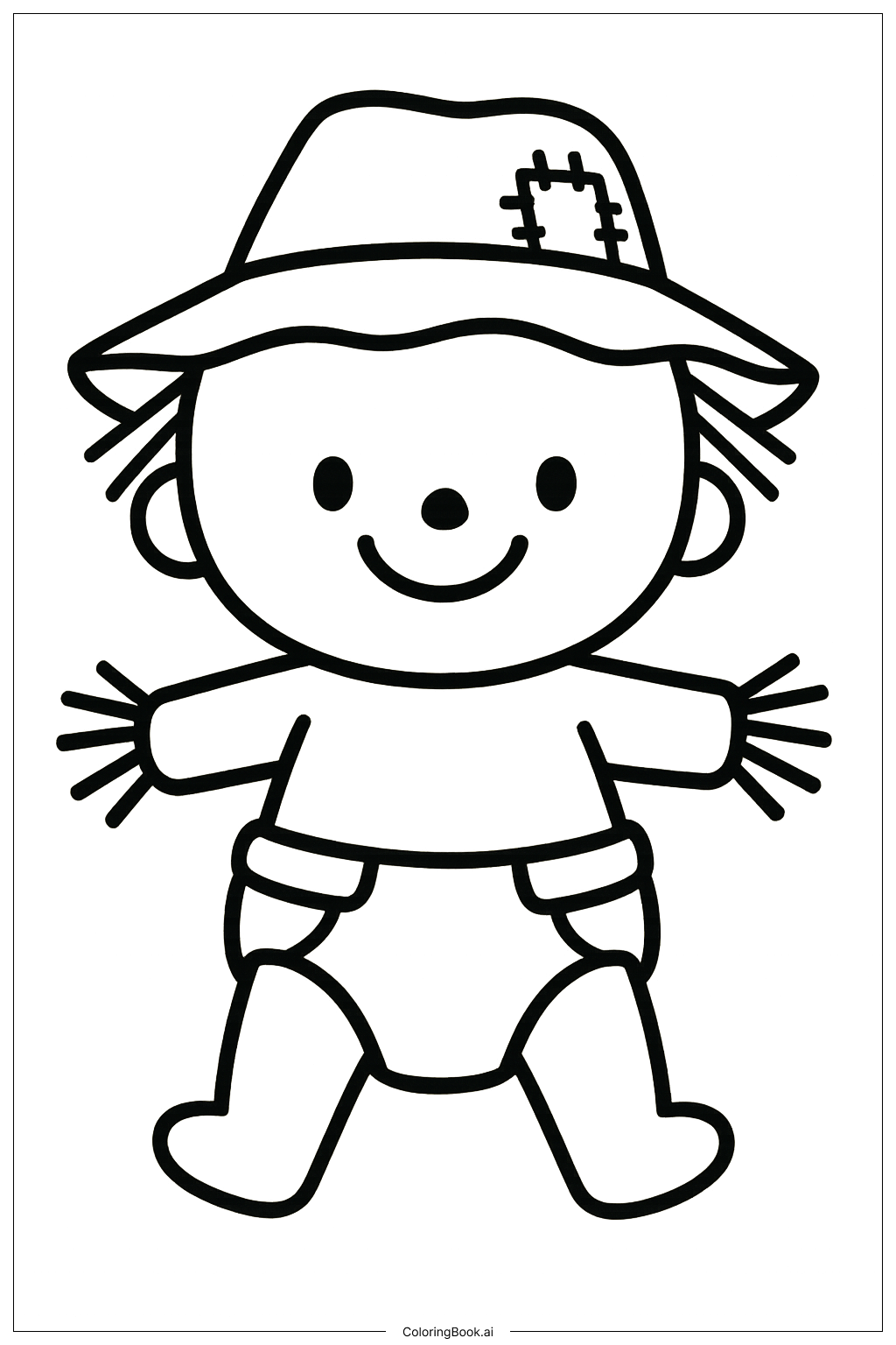Baby Scarecrow In A Diaper Coloring Page