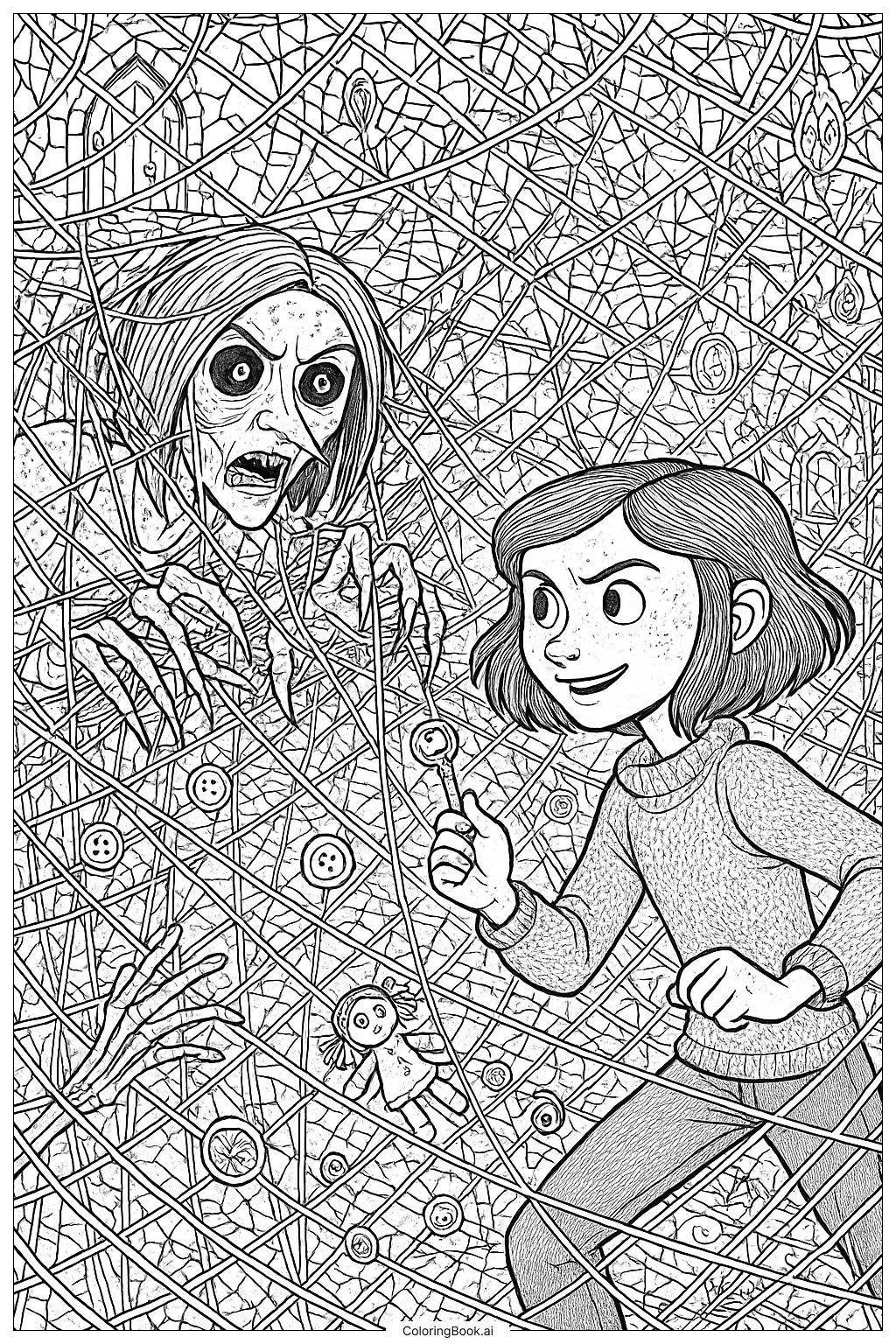  Coraline 聰明過人的對付貝爾達姆著色頁 