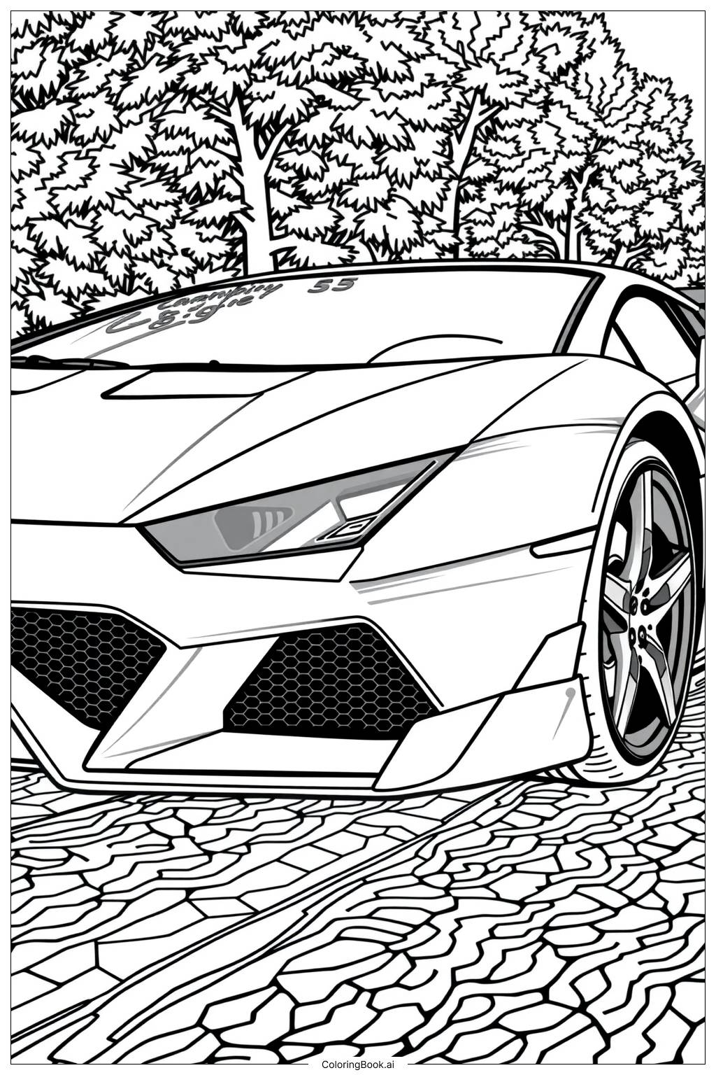  Página para colorear de Contorno Básico de Lamborghini 