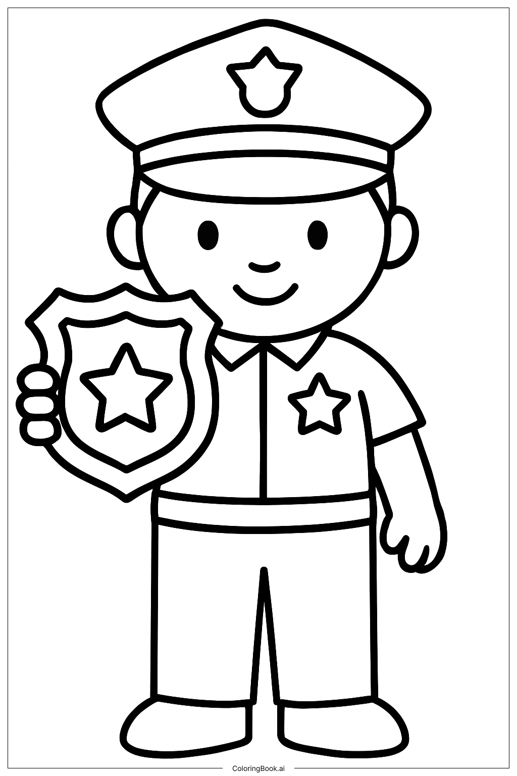  Police Officer Holding a Badge Coloring Page 