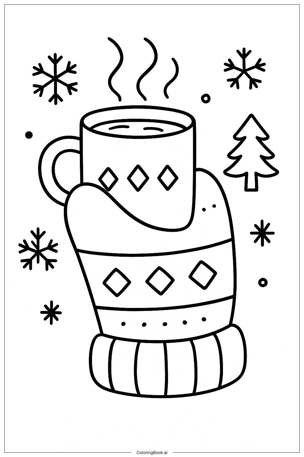 Mitten Holding Hot Cocoa Coloring Page