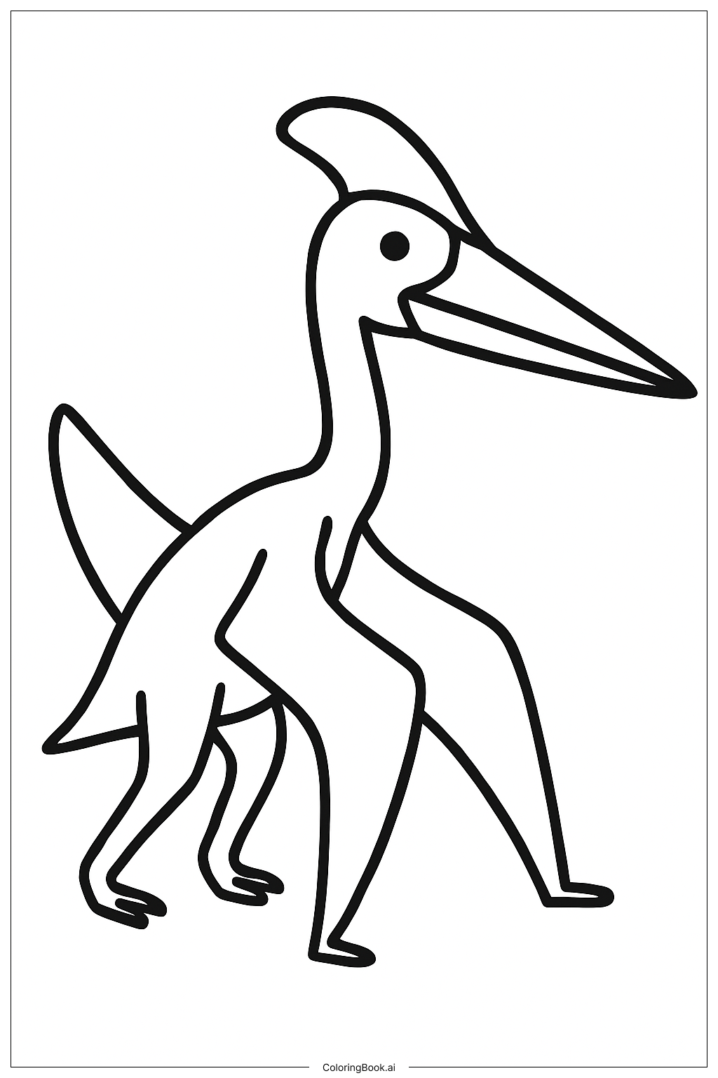  Página para colorear de Perfil sencillo de Quetzalcoatlus 