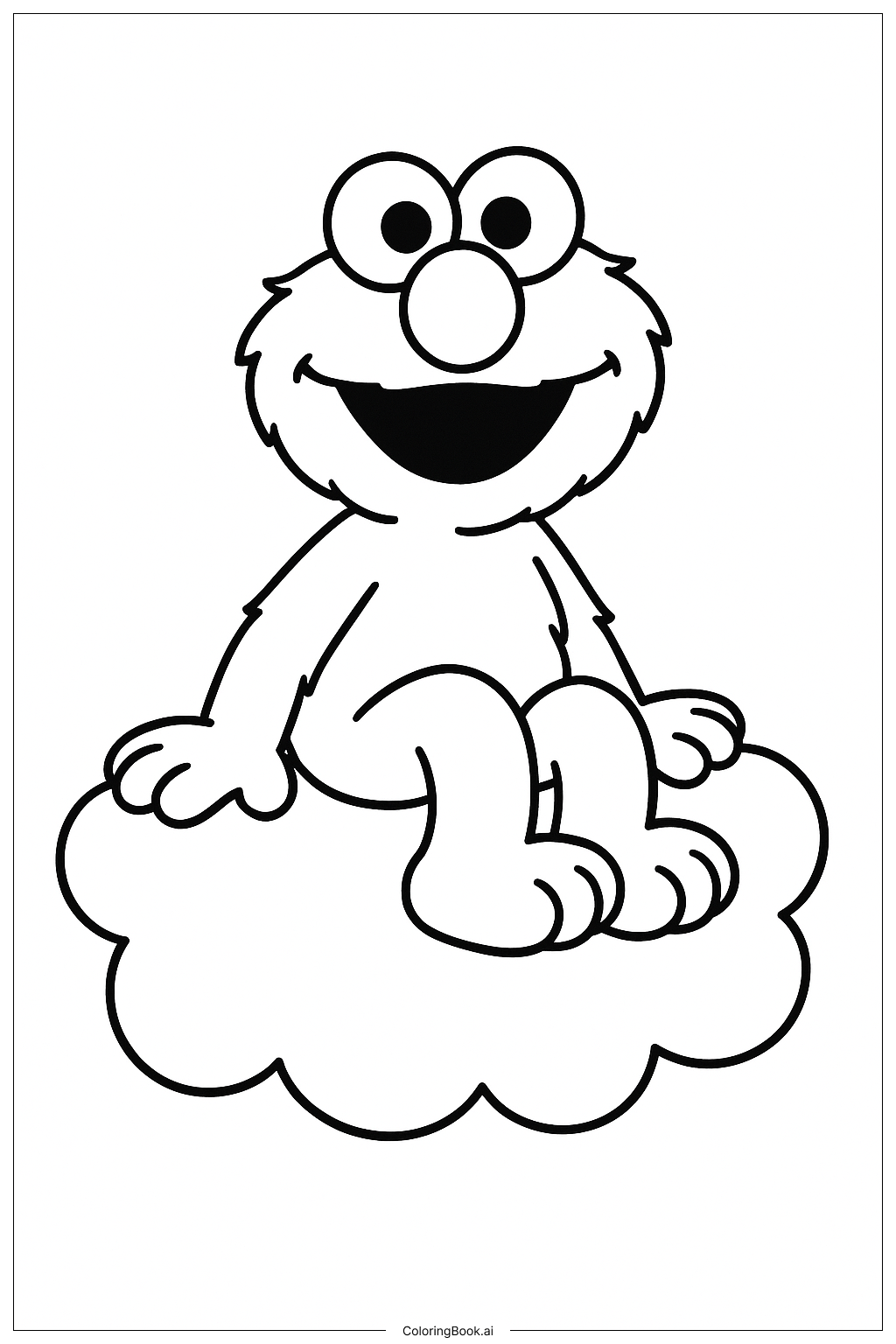  Elmo sitzt auf einer Wolke Ausmalseite 