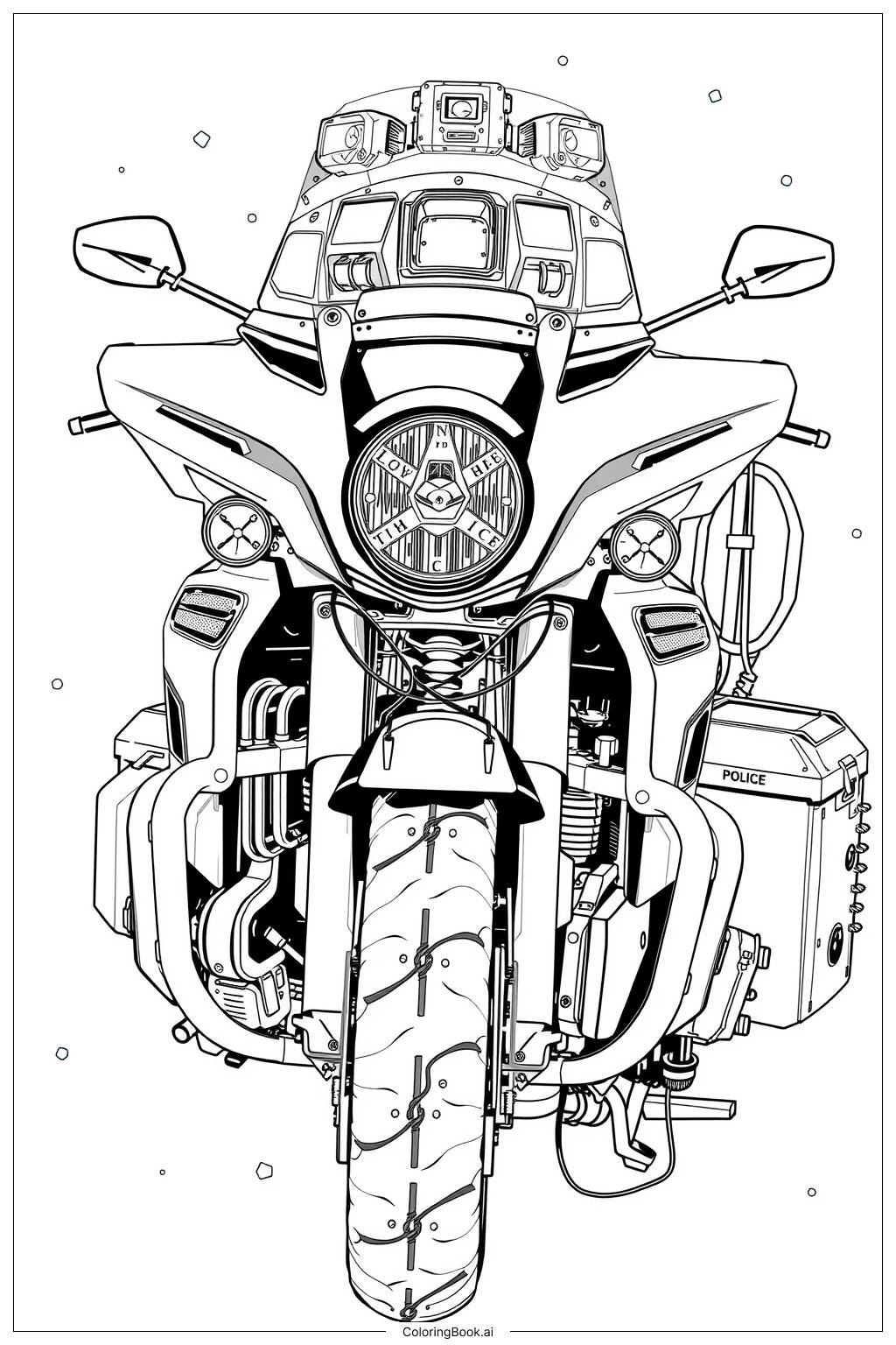  Página para colorear de Motocicleta de Policía Roja 