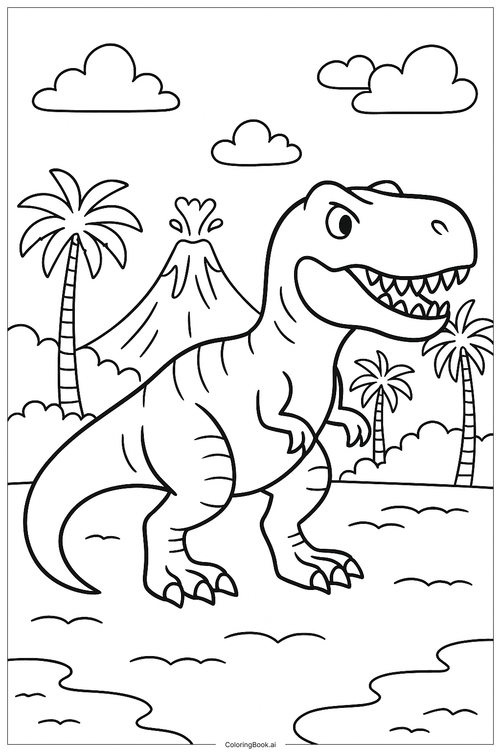 Página para colorir de Jogo de Arcade Jurassic Park T-Rex 