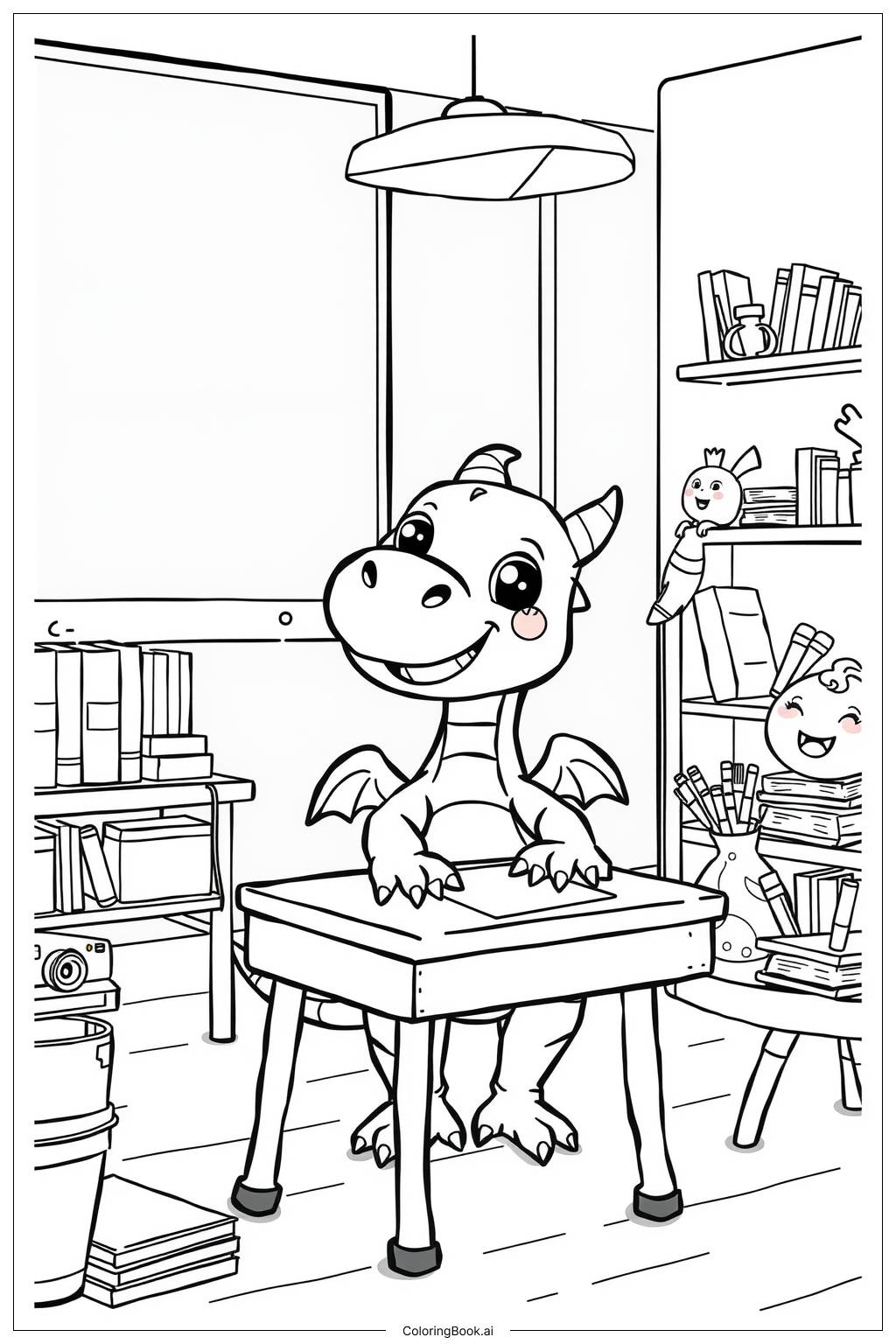  Dragon School Day Coloring Page 