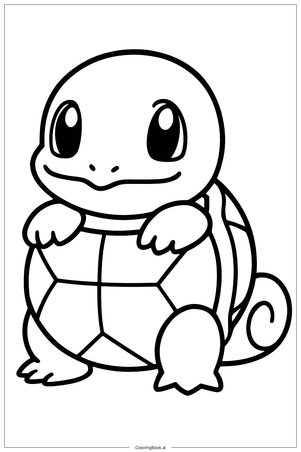  Página para colorear de Squirtle asomándose desde su caparazón 